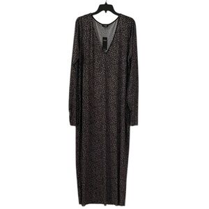 AFRM Los Angeles Women’s Brown Black Leopard Print Sheer Maxi Dress Size 2X